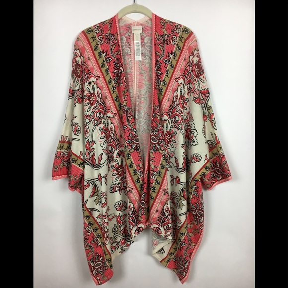 Chico's Jackets & Blazers - Chico's Open Front Drape Floral Kimono